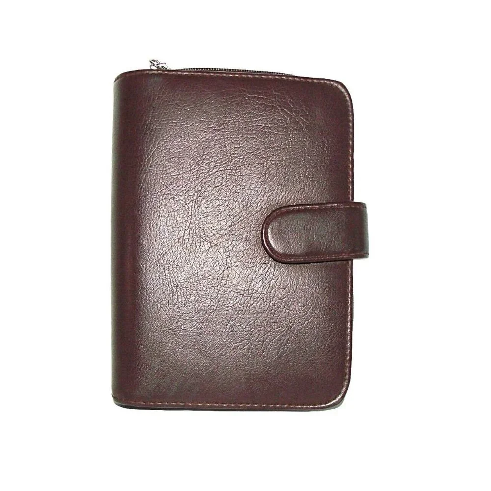 Mundi Burgundy Solid Leather Planner Organizer Card Holder Zip Around Calendar
